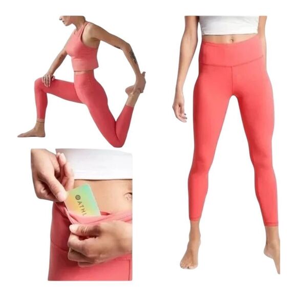 Athleta Transcend 7/8 Tight Coral Petal Pink Large NWOT - Picture 2 of 10